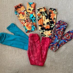 LuLaRoe girls leggings Bundle 5 size L/XL tween